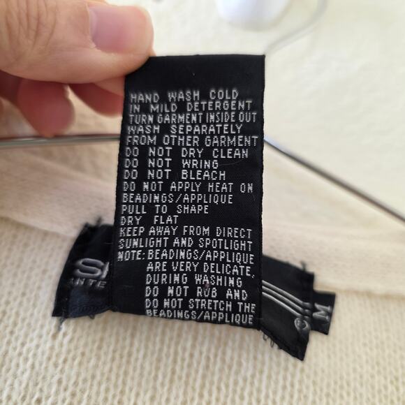 Spree International Vintage Embellished Wool Angora Sweater Beaded Cream Women M - Picture 11 of 12